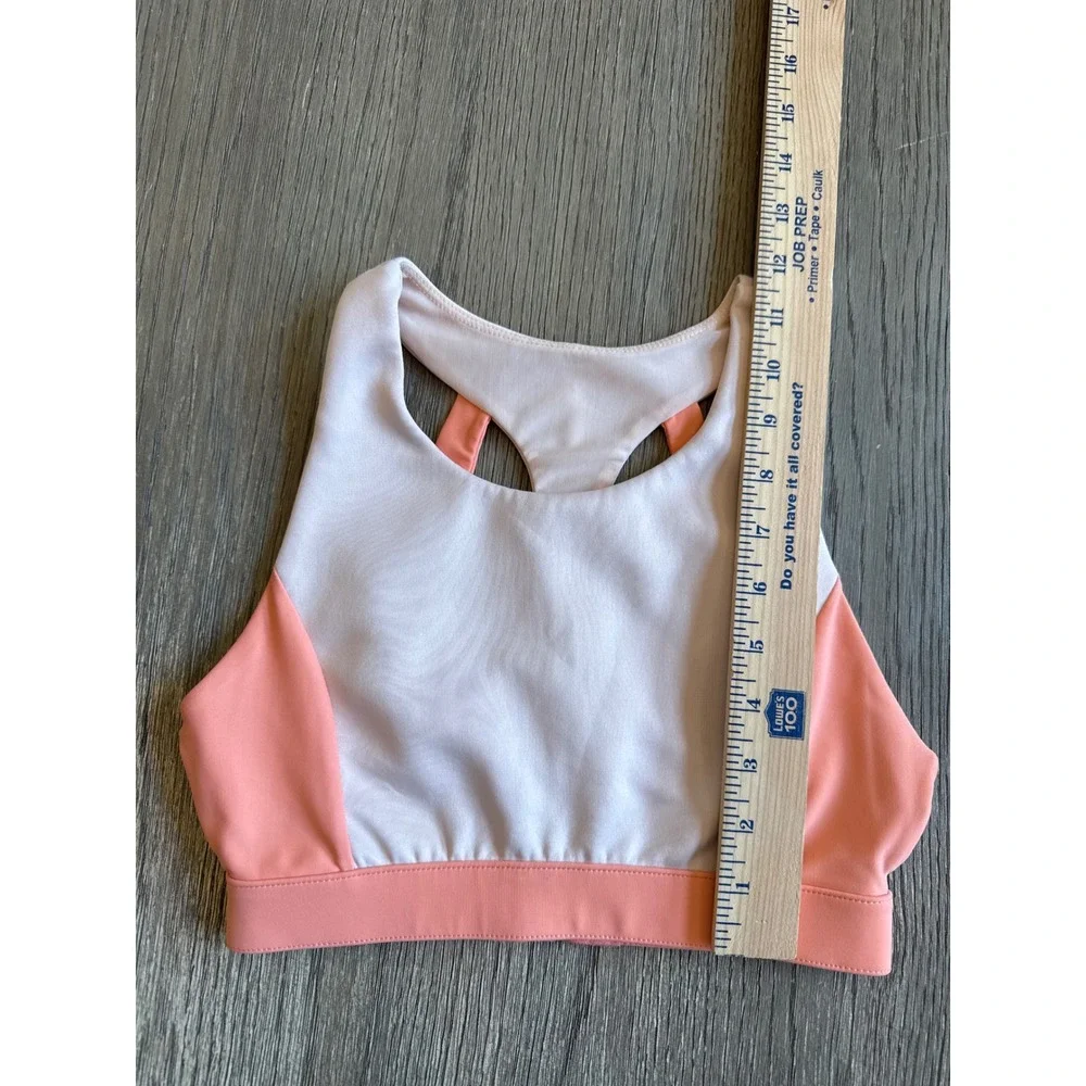 Fabletics Peach & White Sports Bra Top Racerback Activewear Workout Gym Exercise